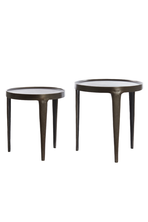 Side Table S/2 Ø37x41+Ø43x45.5 cm Tobias Dark Brown