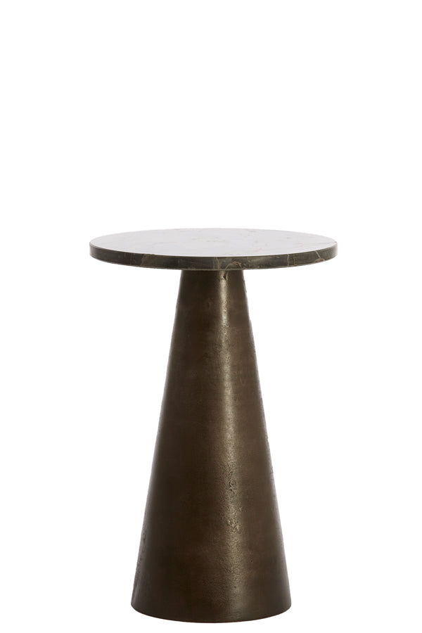 Side Table Ø29x43 cm Ynez Dark Brown Marble+Dark Brown