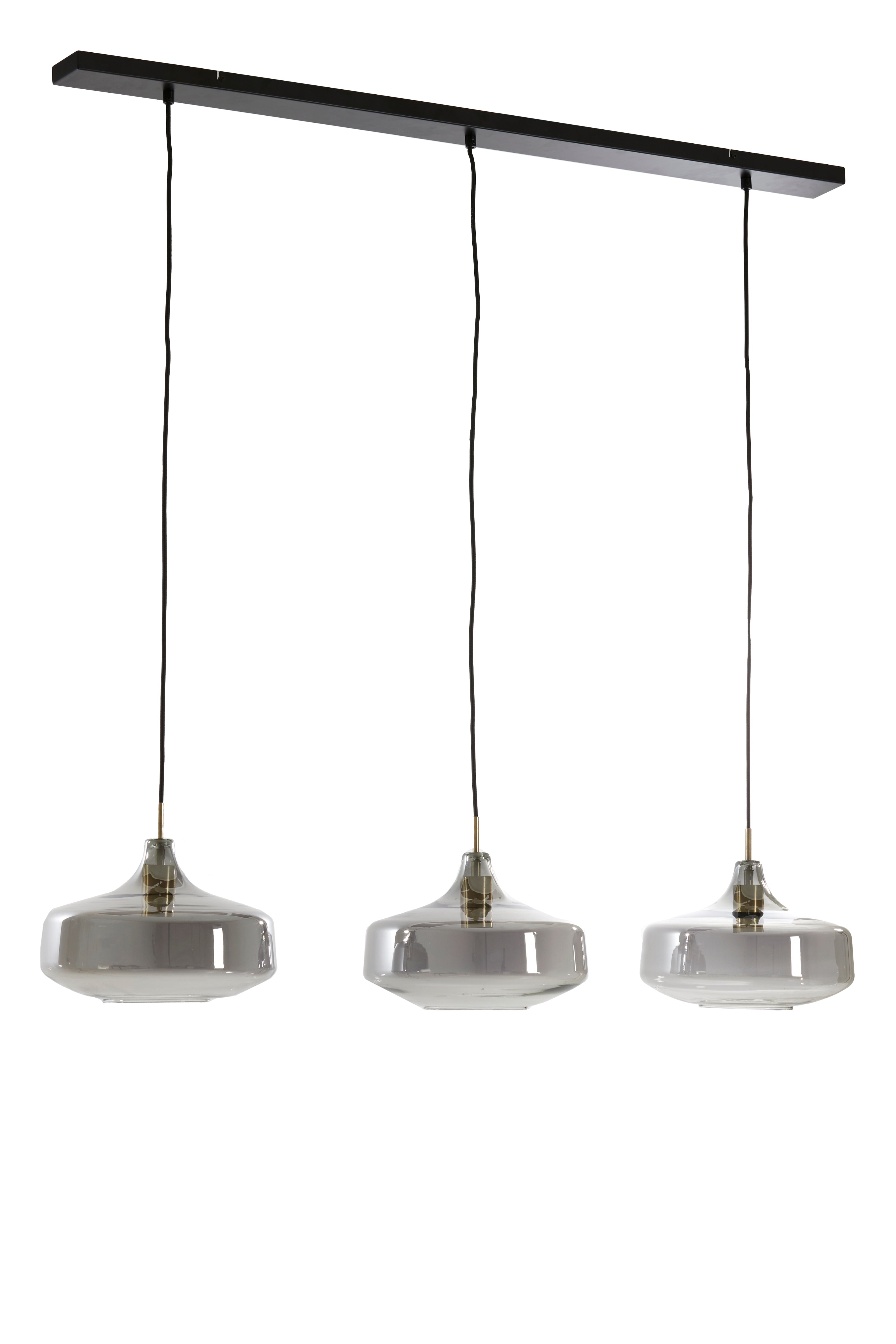 Hanging Lamp 3L 120x30x21 cm Solna Antiq Bronze+Smoked Glass