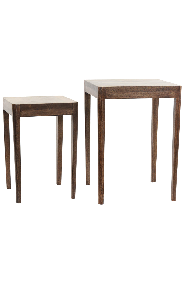 Side Table S/2 30x30x45+38x38x53 cm Stijn Wood Brown