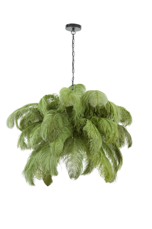 Hanging Lamp E14 Ø80 cm Feather Black+Olive Green