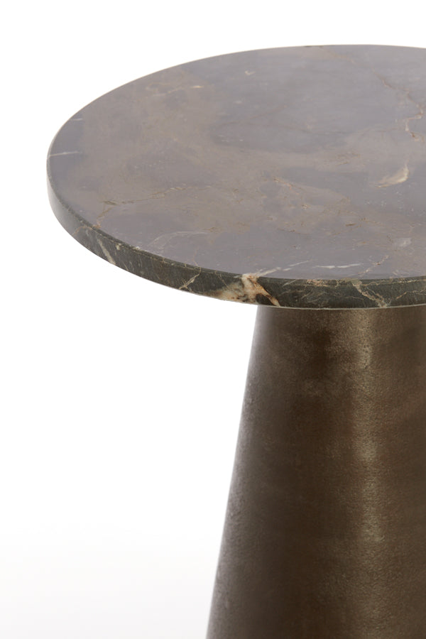 Side Table Ø29x43 cm Ynez Dark Brown Marble+Dark Brown