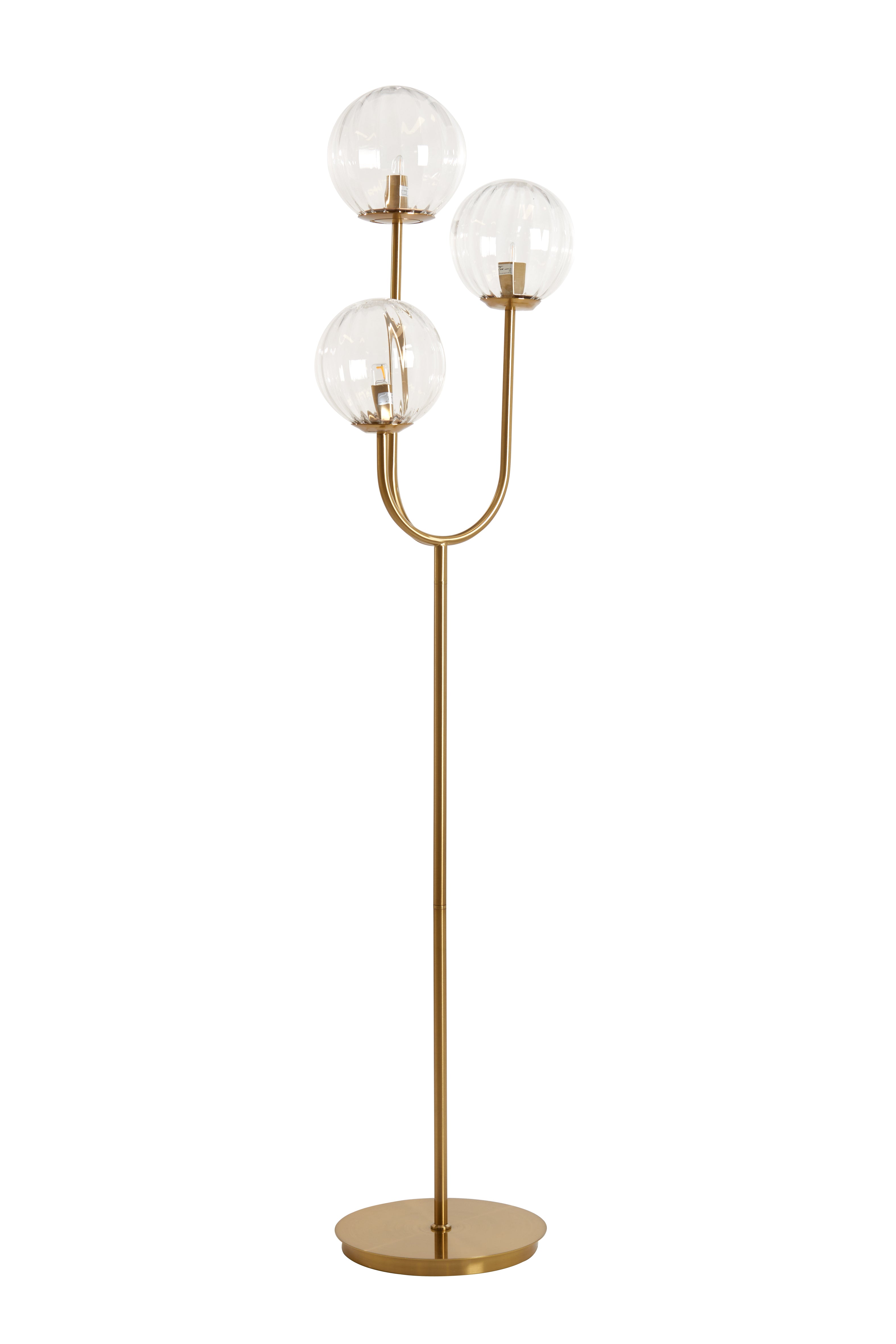 Floor Lamp 3L E14 38x20x162 cm Magdala Glass Clear+Gold