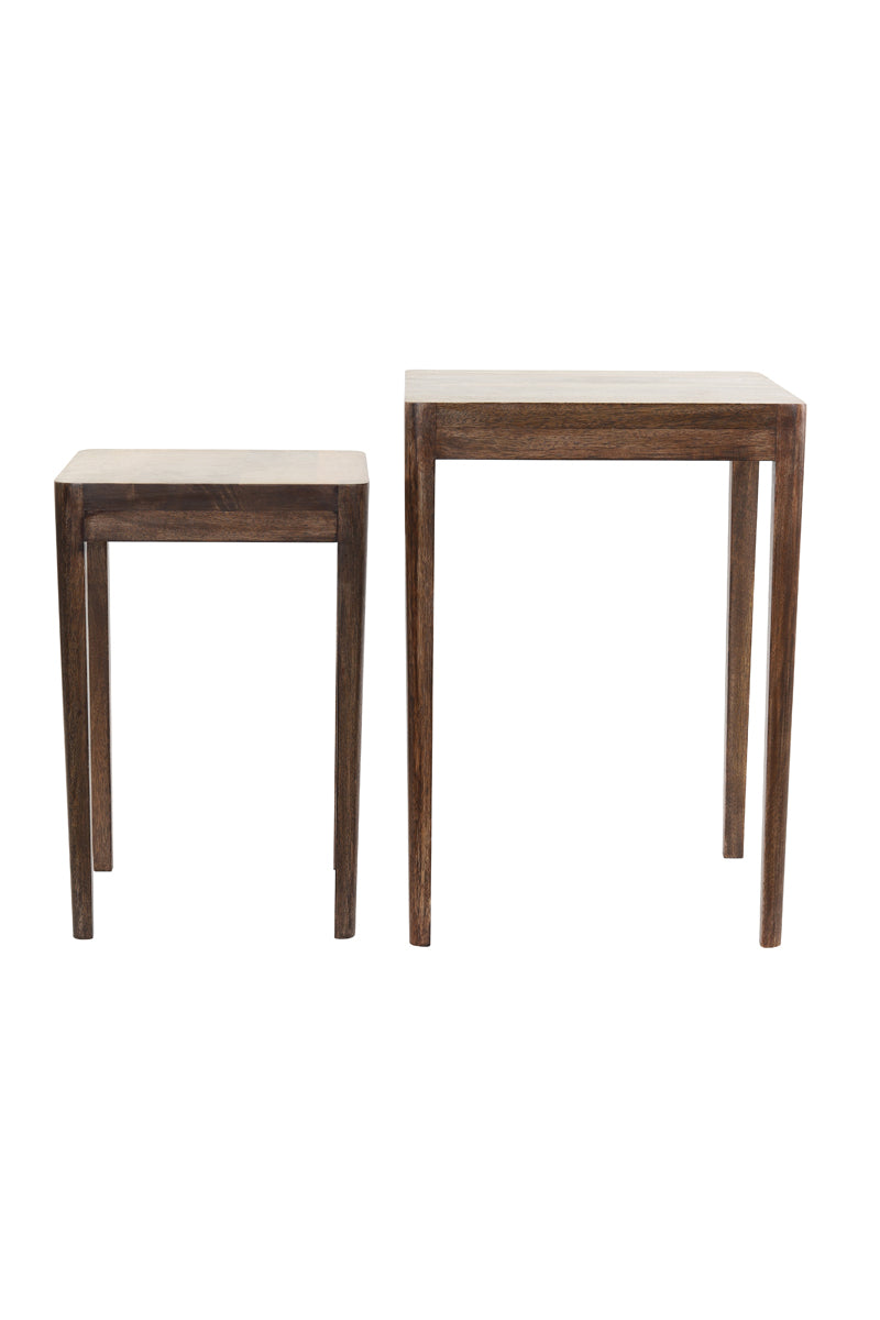 Side Table S/2 30x30x45+38x38x53 cm Stijn Wood Brown