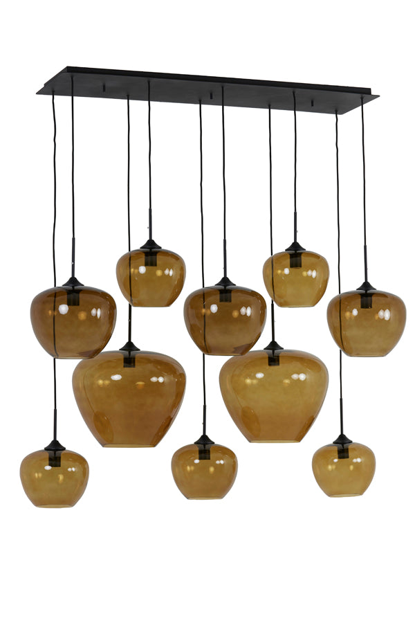 Hanging Lamp 10L 120x60x110 cm Mayson Glass Brown+Matt Black