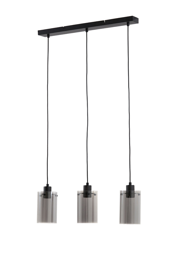 Hanging Lamp 3L 65x12x18.5 cm Vancouver Matt Blck-Smokd Glas