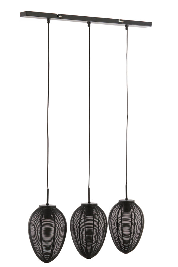 Hanging Lamp 3L 80x20x33 cm Yaelle Matt Black