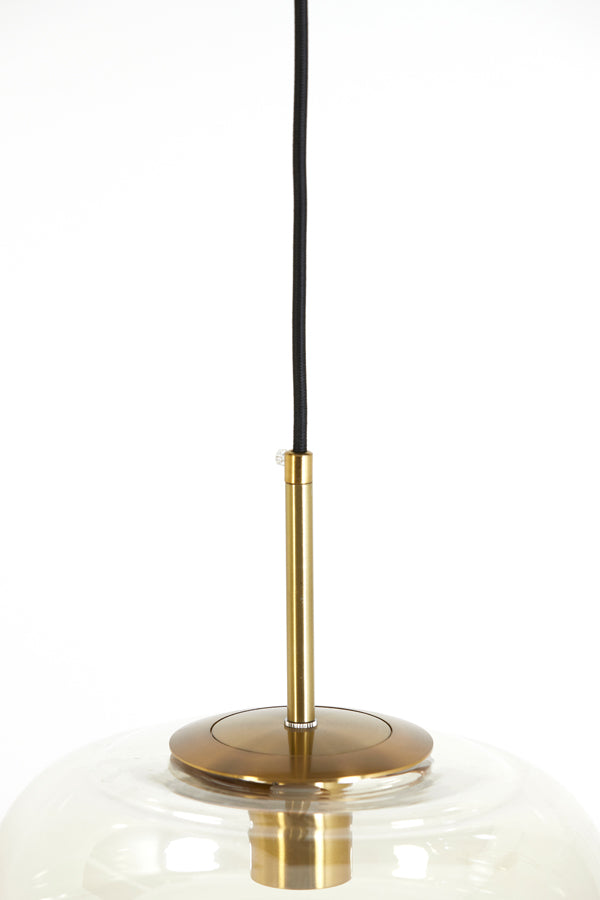 Hanging Lamp Ø30x37 cm Misty Glass Amber+Gold