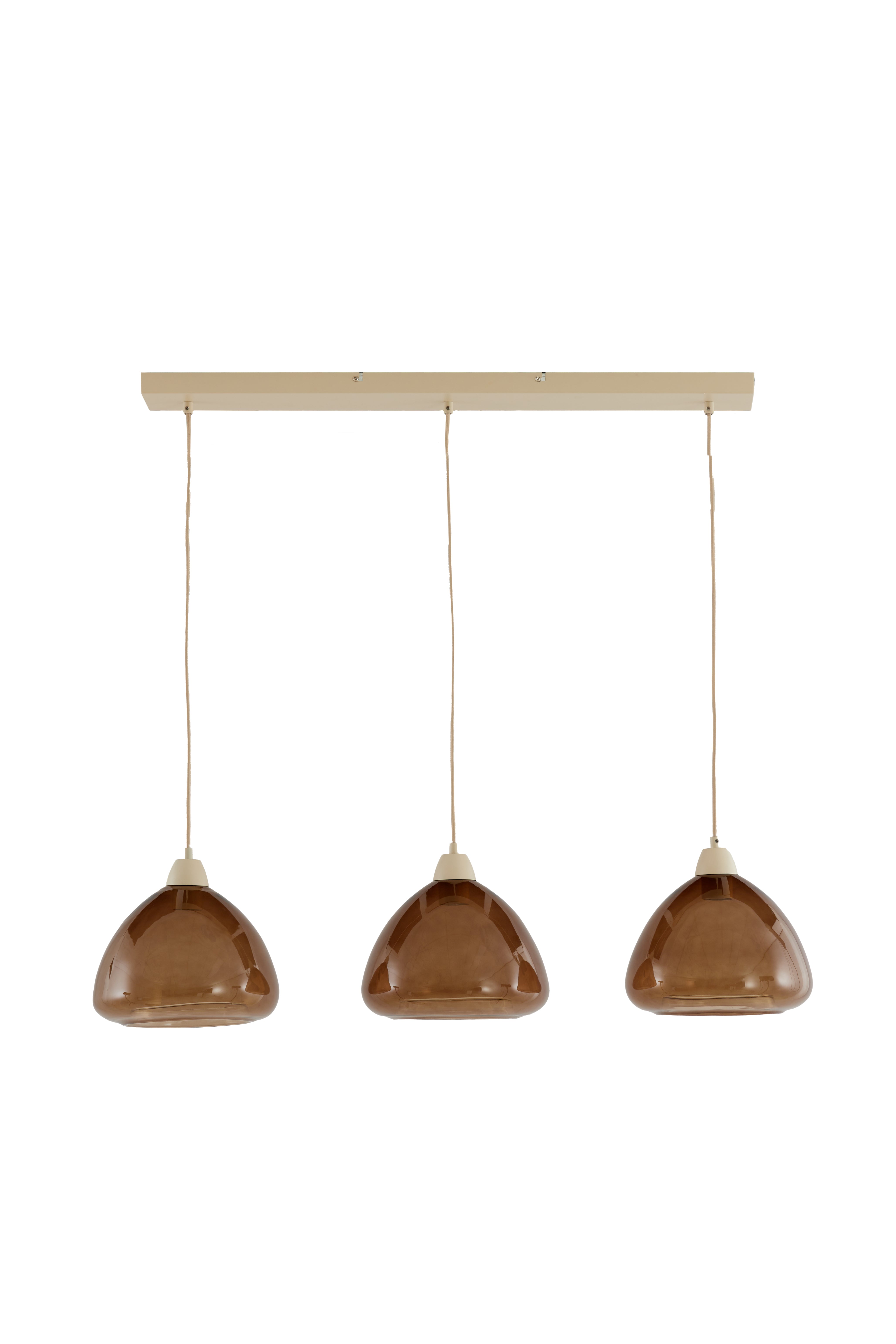 Hanging Lamp 3L 94x26x19 cm Bisho Glass Brown+Sand