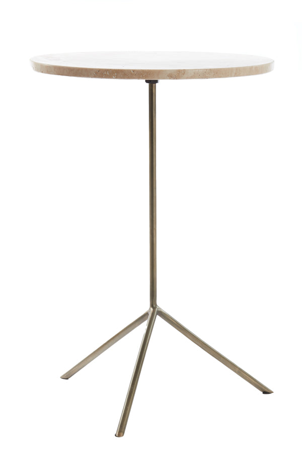 Side Table S/2 Ø36x50+Ø40x54 cm Gimi Cream Travert+Ant Bronz