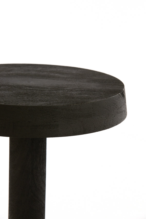 Side Table Ø35x46 cm Nalagu Mango Wood Matt Black