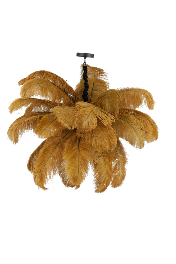 Hanging Lamp E14 Ø80 cm Feather Black+Caramel