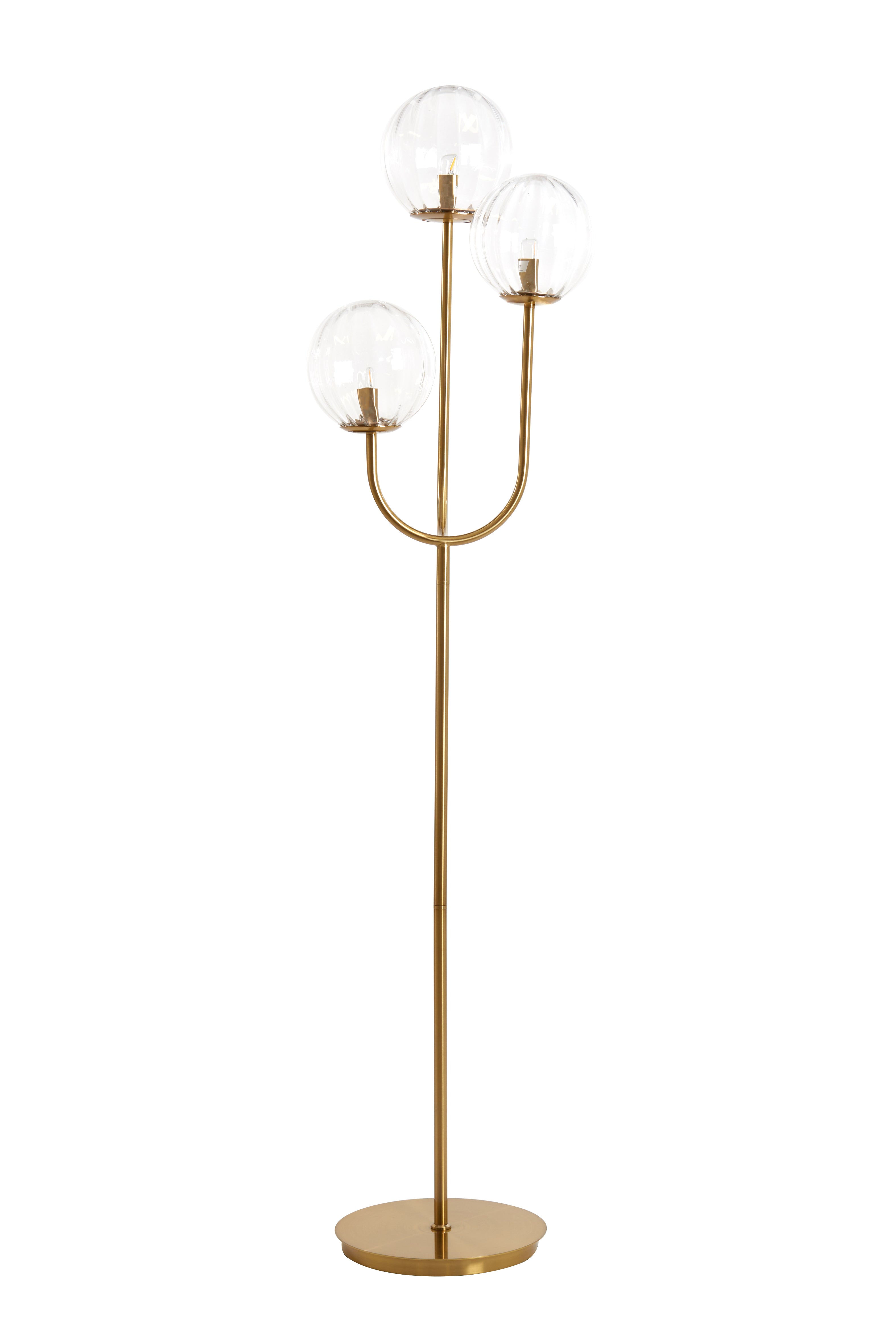 Floor Lamp 3L E14 38x20x162 cm Magdala Glass Clear+Gold