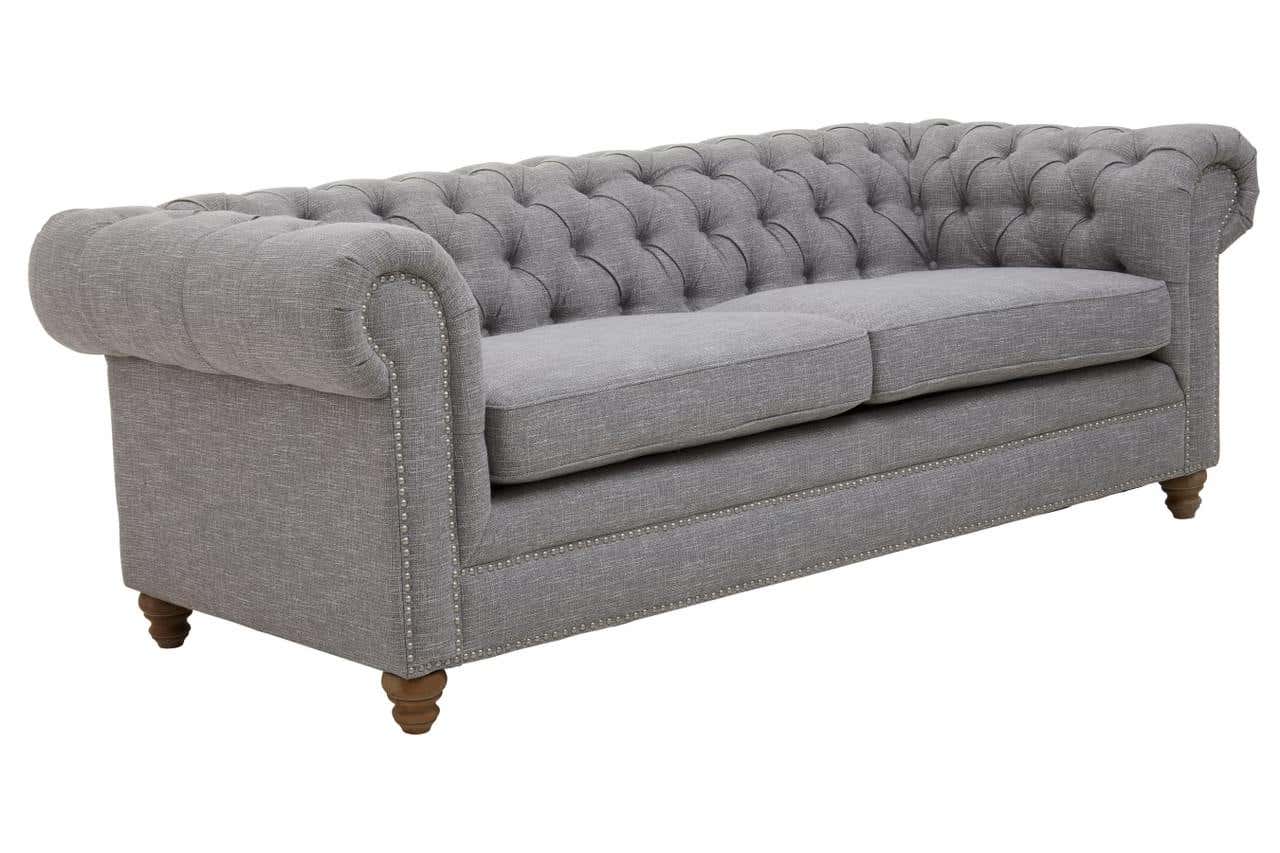 Stella Three Seat Grey Linen Sofa