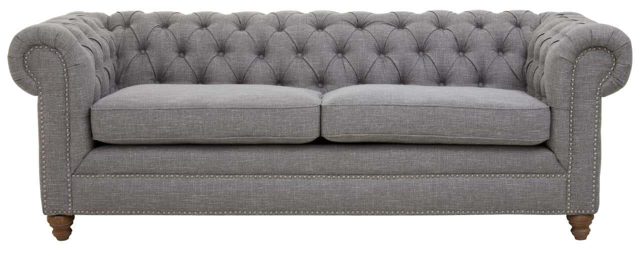 Stella Three Seat Grey Linen Sofa