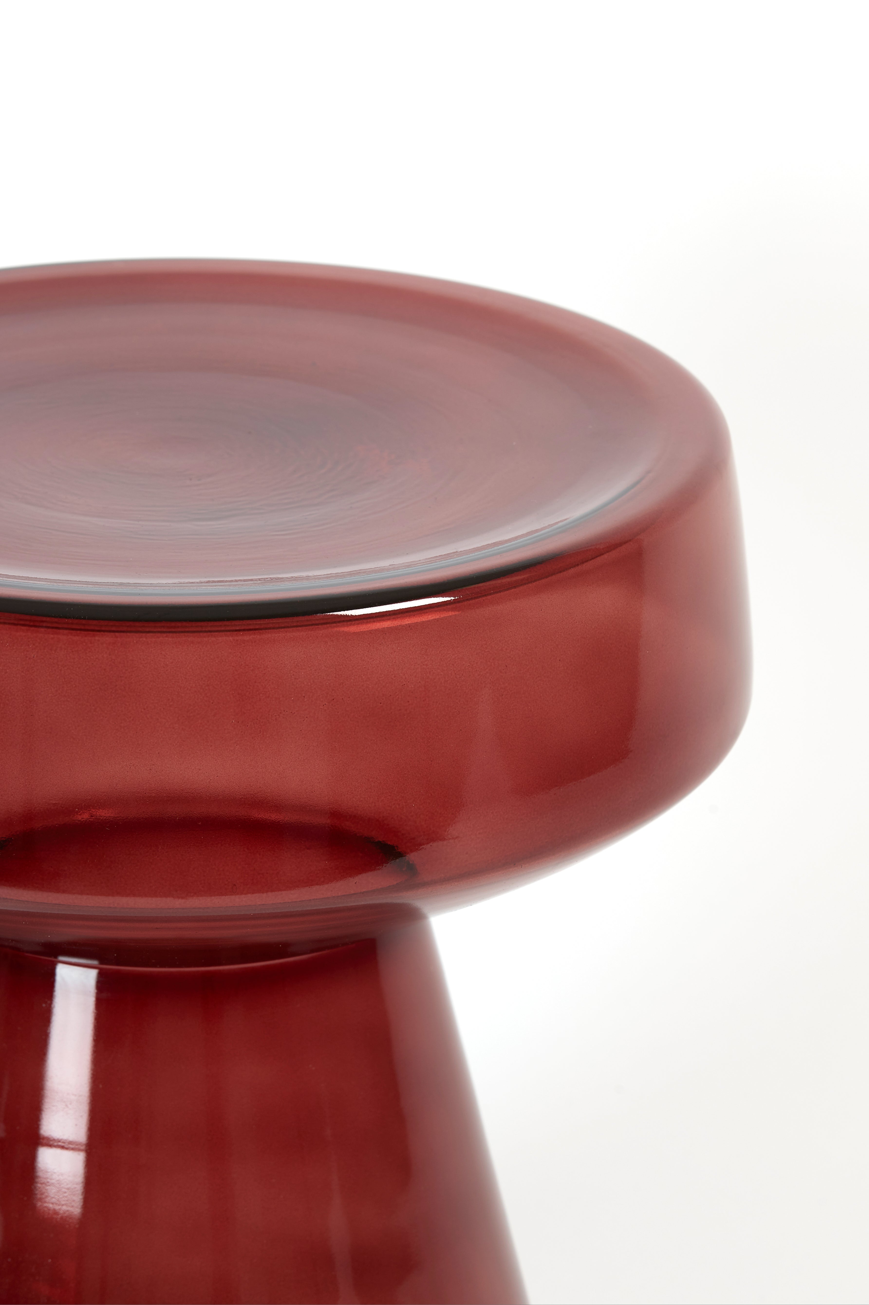 Side Table Ø37x44 cm Dakwa Glass Burgundy