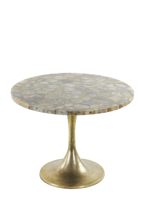 Side Table Ø61x41 cm Rickerd Yellow Agate+Antique Bronze