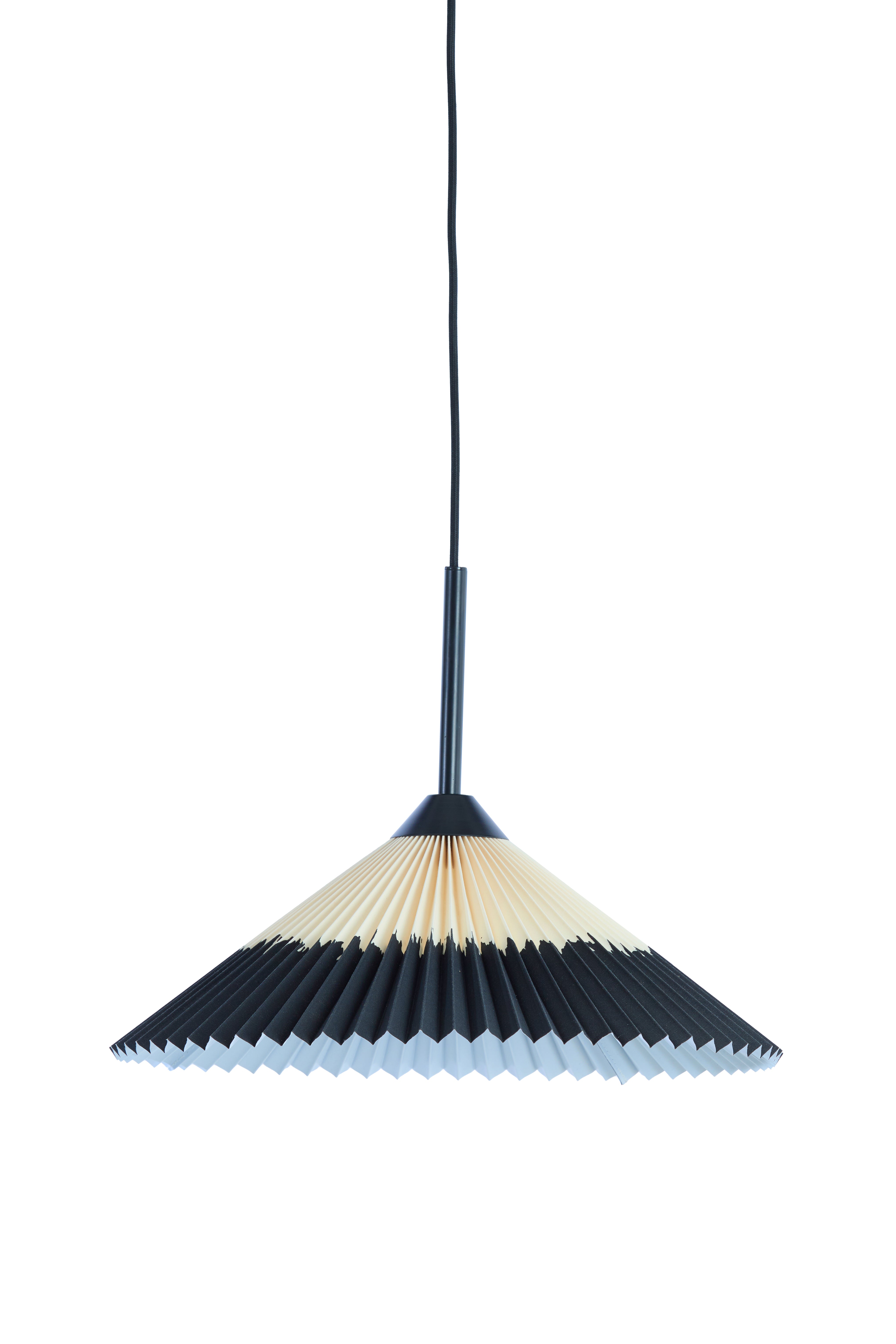 Hanging Lamp Ø45x17 cm Pleated Black+Natural