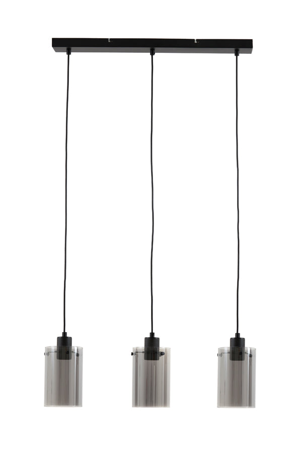 Hanging Lamp 3L 65x12x18.5 cm Vancouver Matt Blck-Smokd Glas