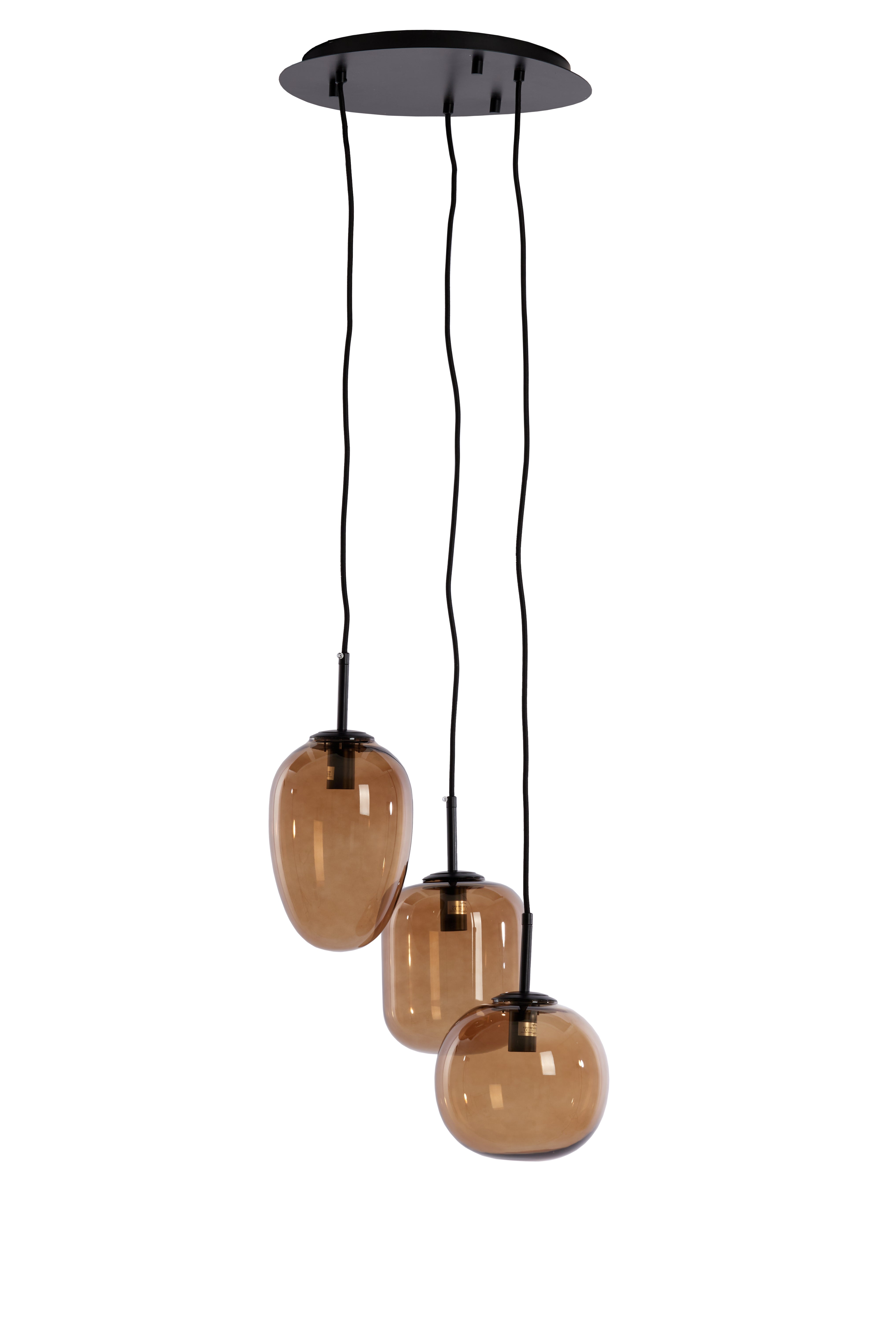 Hanging Lamp 3L E14 Ø30x23 cm Mezza Glass Brown