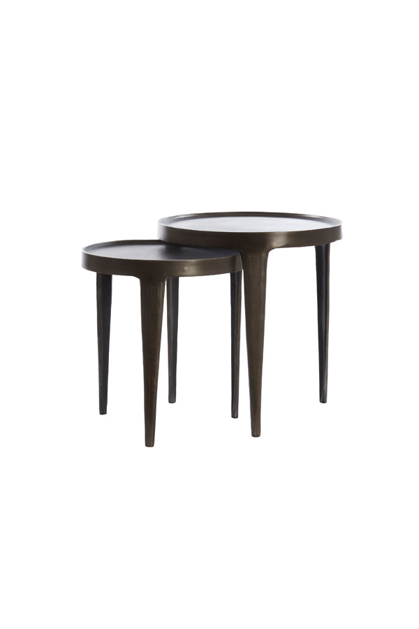 Side Table S/2 Ø37x41+Ø43x45.5 cm Tobias Dark Brown