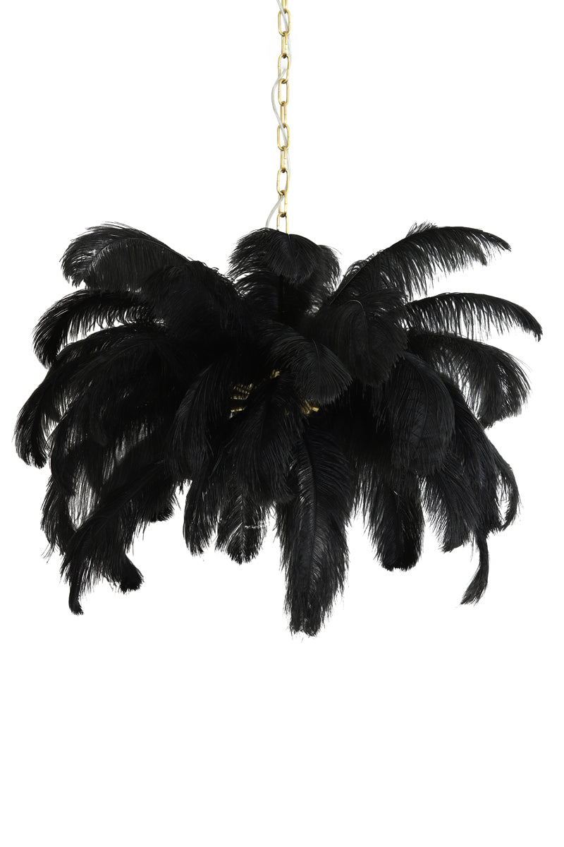 Hanging Lamp E14 Ø80 cm Feather Gold+Black