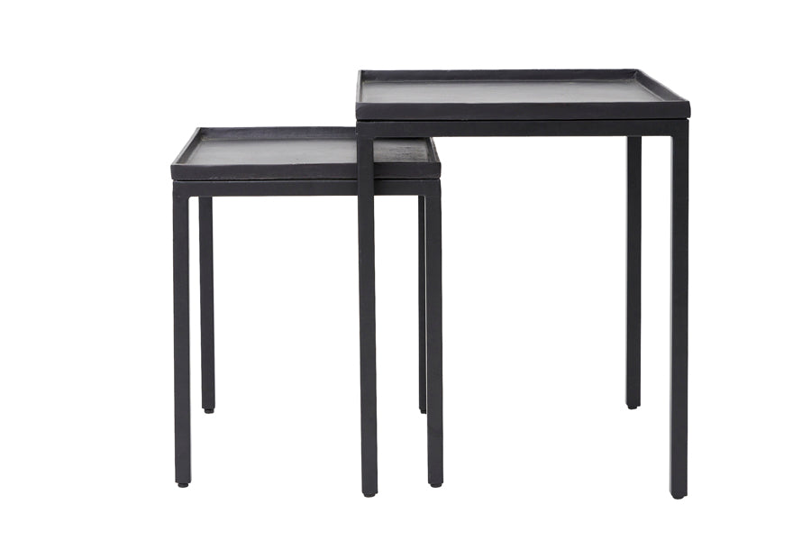 Side Table S/2 42x42x50+51x51x60 cm Kendra Matt Black